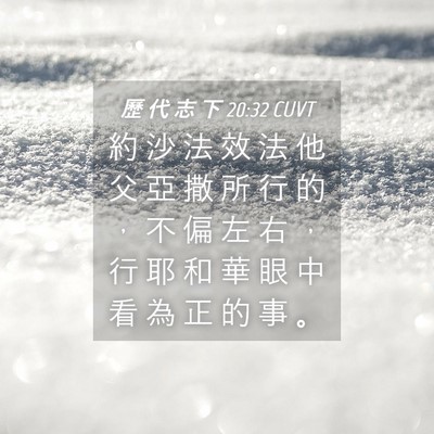 Picture 04 - 歷 代 志 下 20:32 CUVT - 約 沙 法 效 法 他 父 亞 撒 所 行 的 - Bible Verse Picture