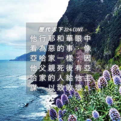 Picture 04 - 歷 代 志 下 22:4 CUVT - 他 行 耶 和 華 眼 中 看 為 惡 的 事 - Bible Verse Picture