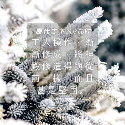 Picture 04 - 歷 代 志 下 24:13 CUVT - 工 人 操 作 ， 漸 漸 修 成 ， 將 神 - Bible Verse Picture