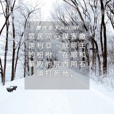 Picture 04 - 歷 代 志 下 24:21 CUVT - 眾 民 同 心 謀 害 撒 迦 利 亞 ， 就 - Bible Verse Picture