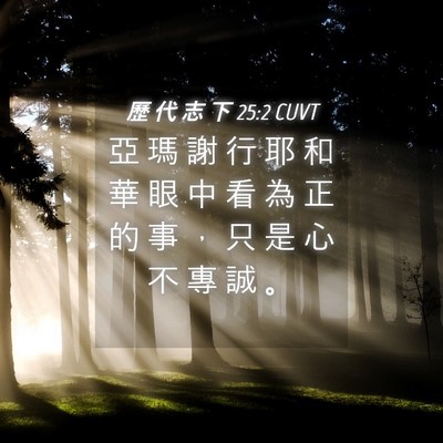 Picture 04 - 歷 代 志 下 25:2 CUVT - 亞 瑪 謝 行 耶 和 華 眼 中 看 為 正 - Bible Verse Picture