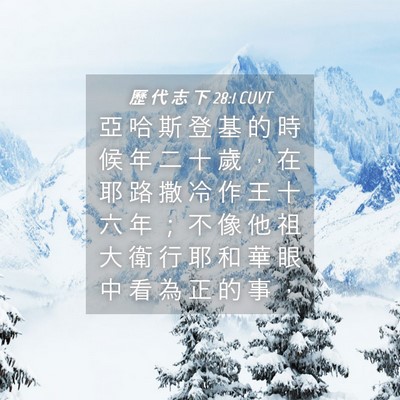 Picture 04 - 歷 代 志 下 28:1 CUVT - 亞 哈 斯 登 基 的 時 候 年 二 十 歲 - Bible Verse Picture