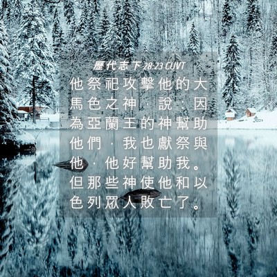 Picture 04 - 歷 代 志 下 28:23 CUVT - 他 祭 祀 攻 擊 他 的 大 馬 色 之 神 - Bible Verse Picture