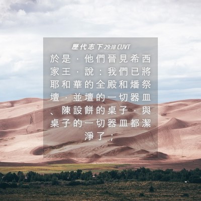 Picture 04 - 歷 代 志 下 29:18 CUVT - 於 是 ， 他 們 晉 見 希 西 家 王 ， - Bible Verse Picture