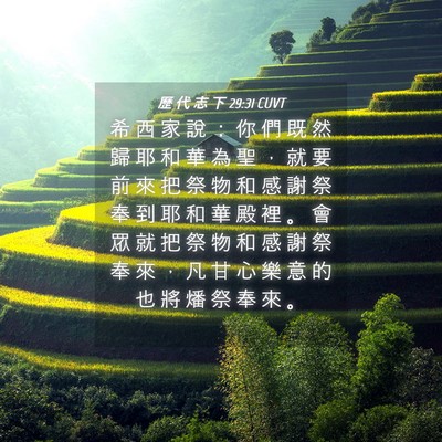 Picture 04 - 歷 代 志 下 29:31 CUVT - 希 西 家 說 ： 你 們 既 然 歸 耶 和 - Bible Verse Picture