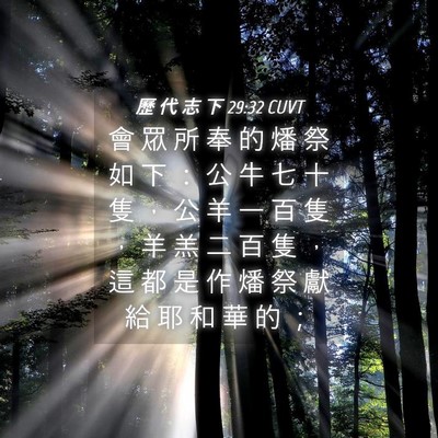 Picture 04 - 歷 代 志 下 29:32 CUVT - 會 眾 所 奉 的 燔 祭 如 下 ： 公 牛 - Bible Verse Picture