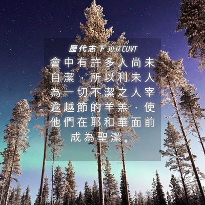 Picture 04 - 歷 代 志 下 30:17 CUVT - 會 中 有 許 多 人 尚 未 自 潔 ， 所 - Bible Verse Picture
