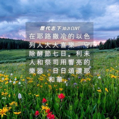 Picture 04 - 歷 代 志 下 30:21 CUVT - 在 耶 路 撒 冷 的 以 色 列 人 大 大 - Bible Verse Picture