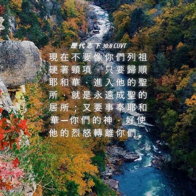 Picture 04 - 歷 代 志 下 30:8 CUVT - 現 在 不 要 像 你 們 列 祖 硬 著 頸 - Bible Verse Picture