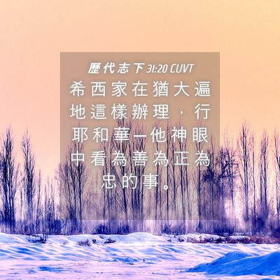 Picture 04 - 歷 代 志 下 31:20 CUVT - 希 西 家 在 猶 大 遍 地 這 樣 辦 理 - Bible Verse Picture
