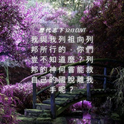 Picture 04 - 歷 代 志 下 32:13 CUVT - 我 與 我 列 祖 向 列 邦 所 行 的 ， - Bible Verse Picture