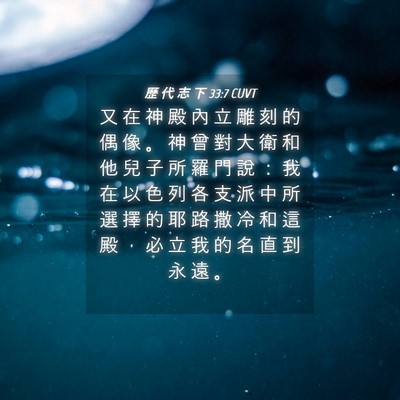 Picture 04 - 歷 代 志 下 33:7 CUVT - 又 在 神 殿 內 立 雕 刻 的 偶 像 。 - Bible Verse Picture