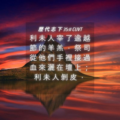 Picture 04 - 歷 代 志 下 35:11 CUVT - 利 未 人 宰 了 逾 越 節 的 羊 羔 ， - Bible Verse Picture