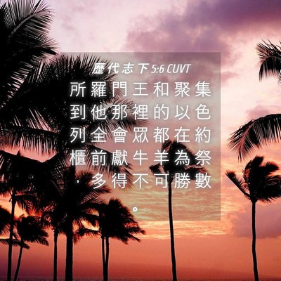 Picture 04 - 歷 代 志 下 5:6 CUVT - 所 羅 門 王 和 聚 集 到 他 那 裡 的 - Bible Verse Picture
