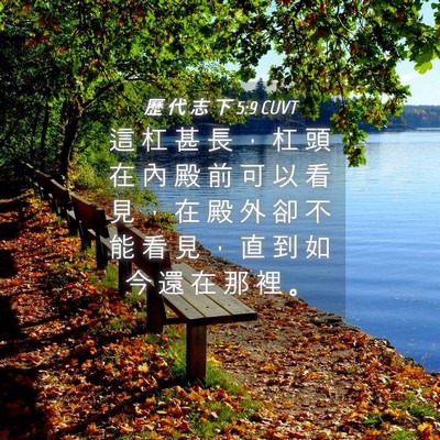 Picture 04 - 歷 代 志 下 5:9 CUVT - 這 杠 甚 長 ， 杠 頭 在 內 殿 前 可 - Bible Verse Picture