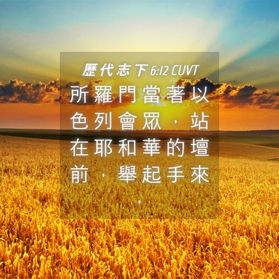 Picture 04 - 歷 代 志 下 6:12 CUVT - 所 羅 門 當 著 以 色 列 會 眾 ， 站 - Bible Verse Picture