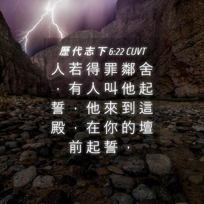 Picture 04 - 歷 代 志 下 6:22 CUVT - 人 若 得 罪 鄰 舍 ， 有 人 叫 他 起 - Bible Verse Picture