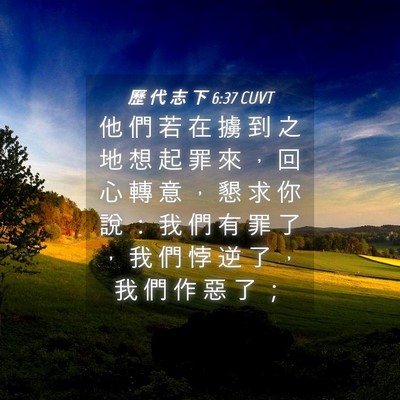 Picture 04 - 歷 代 志 下 6:37 CUVT - 他 們 若 在 擄 到 之 地 想 起 罪 來 - Bible Verse Picture