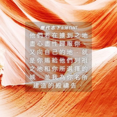 Picture 04 - 歷 代 志 下 6:38 CUVT - 他 們 若 在 擄 到 之 地 盡 心 盡 性 - Bible Verse Picture