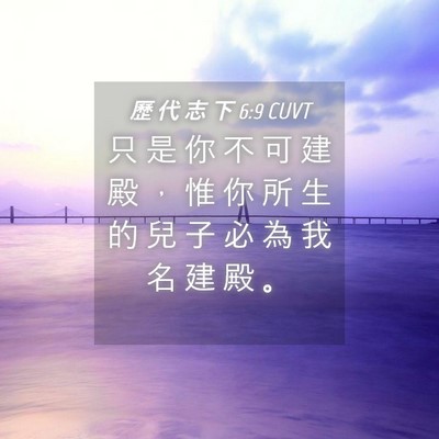 Picture 04 - 歷 代 志 下 6:9 CUVT - 只 是 你 不 可 建 殿 ， 惟 你 所 生 - Bible Verse Picture