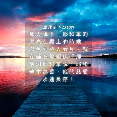 Picture 04 - 歷 代 志 下 7:3 CUVT - 那 火 降 下 、 耶 和 華 的 榮 光 在 - Bible Verse Picture