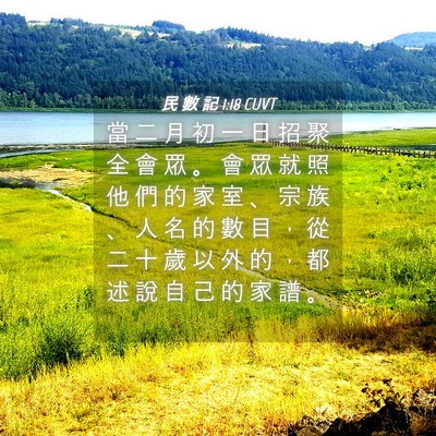 Picture 04 - 民 數 記 1:18 CUVT - 當 二 月 初 一 日 招 聚 全 會 眾 。 - Bible Verse Picture