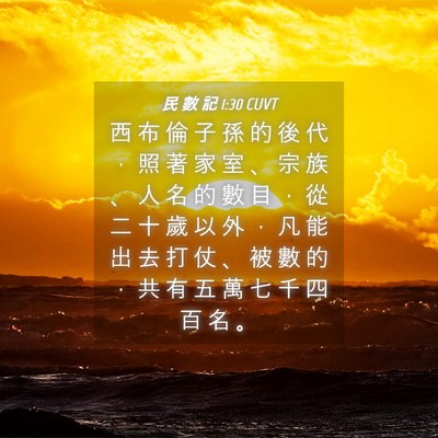 Picture 04 - 民 數 記 1:30 CUVT - 西 布 倫 子 孫 的 後 代 ， 照 著 家 - Bible Verse Picture
