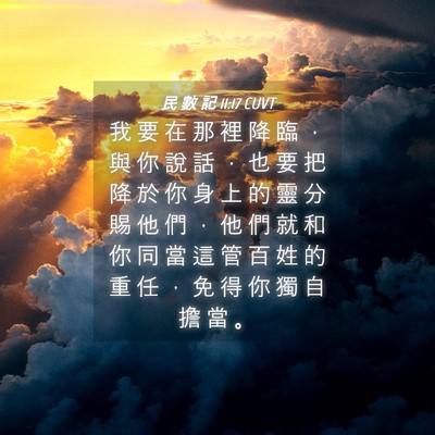 Picture 04 - 民 數 記 11:17 CUVT - 我 要 在 那 裡 降 臨 ， 與 你 說 話 - Bible Verse Picture