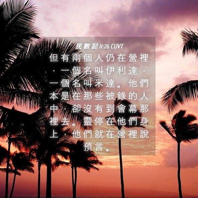 Picture 04 - 民 數 記 11:26 CUVT - 但 有 兩 個 人 仍 在 營 裡 ， 一 個 - Bible Verse Picture