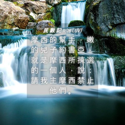 Picture 04 - 民 數 記 11:28 CUVT - 摩 西 的 幫 手 ， 嫩 的 兒 子 約 書 - Bible Verse Picture