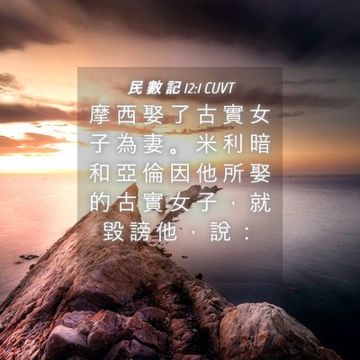 Picture 04 - 民 數 記 12:1 CUVT - 摩 西 娶 了 古 實 女 子 為 妻 。 米 - Bible Verse Picture