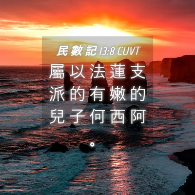 Picture 04 - 民 數 記 13:8 CUVT - 屬 以 法 蓮 支 派 的 有 嫩 的 兒 子 - Bible Verse Picture