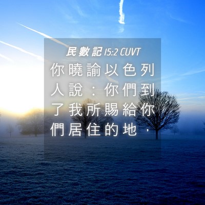 Picture 04 - 民 數 記 15:2 CUVT - 你 曉 諭 以 色 列 人 說 ： 你 們 到 - Bible Verse Picture