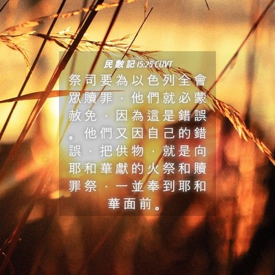Picture 04 - 民 數 記 15:25 CUVT - 祭 司 要 為 以 色 列 全 會 眾 贖 罪 - Bible Verse Picture