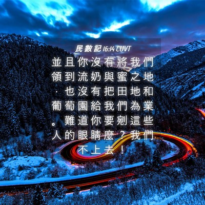 Picture 04 - 民 數 記 16:14 CUVT - 並 且 你 沒 有 將 我 們 領 到 流 奶 - Bible Verse Picture
