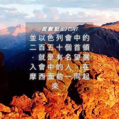 Picture 04 - 民 數 記 16:2 CUVT - 並 以 色 列 會 中 的 二 百 五 十 個 - Bible Verse Picture