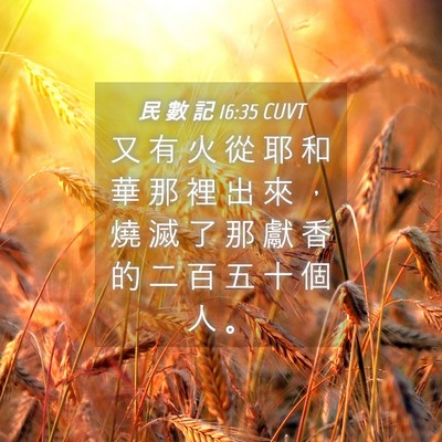 Picture 04 - 民 數 記 16:35 CUVT - 又 有 火 從 耶 和 華 那 裡 出 來 ， - Bible Verse Picture