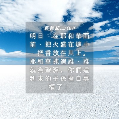 Picture 04 - 民 數 記 16:7 CUVT - 明 日 ， 在 耶 和 華 面 前 ， 把 火 - Bible Verse Picture
