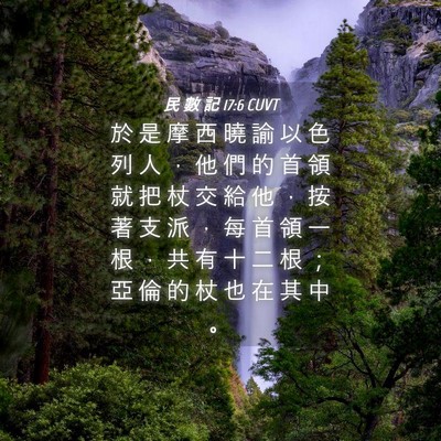 Picture 04 - 民 數 記 17:6 CUVT - 於 是 摩 西 曉 諭 以 色 列 人 ， 他 - Bible Verse Picture