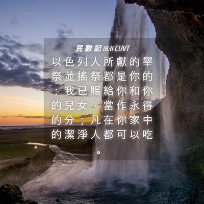 Picture 04 - 民 數 記 18:11 CUVT - 以 色 列 人 所 獻 的 舉 祭 並 搖 祭 - Bible Verse Picture