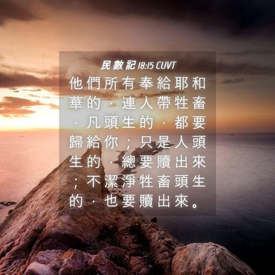 Picture 04 - 民 數 記 18:15 CUVT - 他 們 所 有 奉 給 耶 和 華 的 ， 連 - Bible Verse Picture