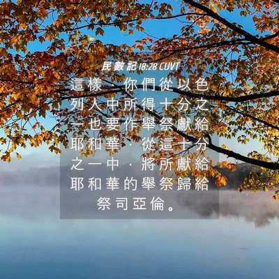 Picture 04 - 民 數 記 18:28 CUVT - 這 樣 ， 你 們 從 以 色 列 人 中 所 - Bible Verse Picture