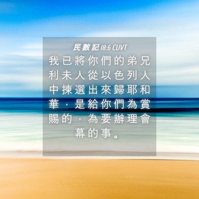 Picture 04 - 民 數 記 18:6 CUVT - 我 已 將 你 們 的 弟 兄 利 未 人 從 - Bible Verse Picture