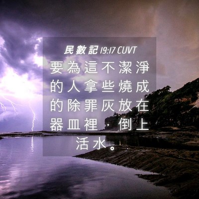 Picture 04 - 民 數 記 19:17 CUVT - 要 為 這 不 潔 淨 的 人 拿 些 燒 成 - Bible Verse Picture