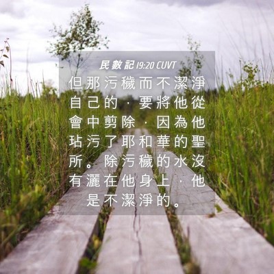 Picture 04 - 民 數 記 19:20 CUVT - 但 那 污 穢 而 不 潔 淨 自 己 的 ， - Bible Verse Picture