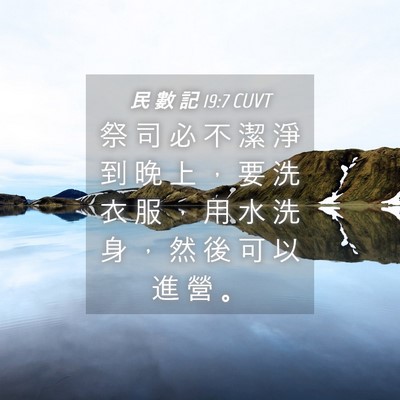 Picture 04 - 民 數 記 19:7 CUVT - 祭 司 必 不 潔 淨 到 晚 上 ， 要 洗 - Bible Verse Picture