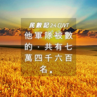 Picture 04 - 民 數 記 2:4 CUVT - 他 軍 隊 被 數 的 ， 共 有 七 萬 四 - Bible Verse Picture