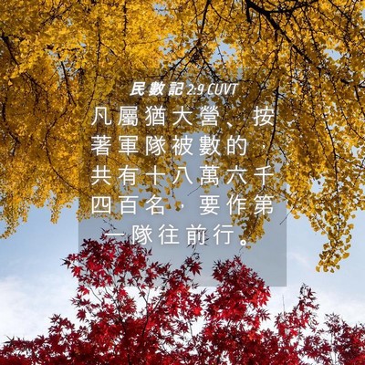 Picture 04 - 民 數 記 2:9 CUVT - 凡 屬 猶 大 營 、 按 著 軍 隊 被 數 - Bible Verse Picture