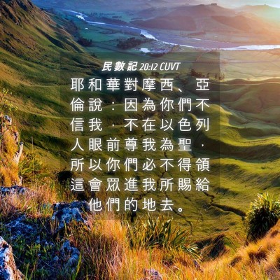 Picture 04 - 民 數 記 20:12 CUVT - 耶 和 華 對 摩 西 、 亞 倫 說 ： 因 - Bible Verse Picture