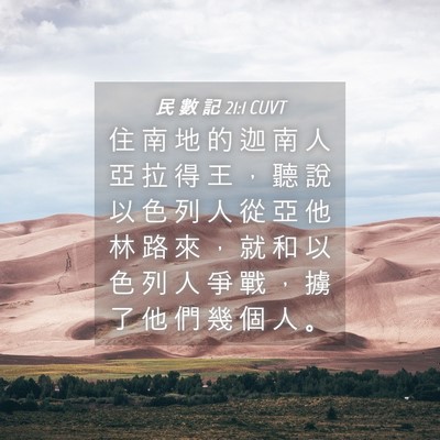 Picture 04 - 民 數 記 21:1 CUVT - 住 南 地 的 迦 南 人 亞 拉 得 王 ， - Bible Verse Picture
